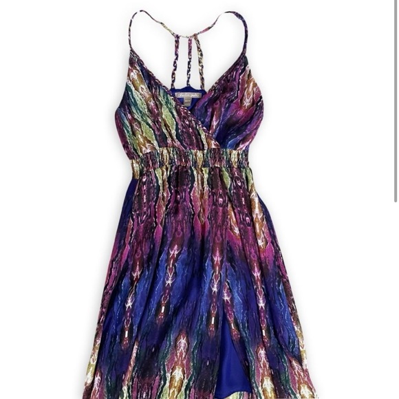 Anthropologie Charlie Jade Purple and Green Snakeskin V-Neck Maxi Dress | Size S - Picture 11 of 11